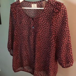 Pins and Needles Sheer Heart Blouse